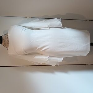 Calvin Klein White Sheath Flutter Sleeve Dress Sz 8 Exposed Gold Zipper Career